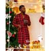 image:imageEkouaer Mens Robes Lightweight Knit Bathrobe Long Sleeve Kimono Robe V Neck Spa Knee Length Sleepwear with Pockets SXXLRed Plaid