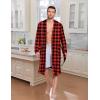 image:imageEkouaer Mens Robes Lightweight Knit Bathrobe Long Sleeve Kimono Robe V Neck Spa Knee Length Sleepwear with Pockets SXXLRed Plaid