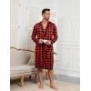 image:imageEkouaer Mens Robes Lightweight Knit Bathrobe Long Sleeve Kimono Robe V Neck Spa Knee Length Sleepwear with Pockets SXXLRed Plaid