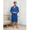 image:imageEkouaer Mens Robes Lightweight Knit Bathrobe Long Sleeve Kimono Robe V Neck Spa Knee Length Sleepwear with Pockets SXXLRoyal Blue