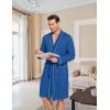 image:imageEkouaer Mens Robes Lightweight Knit Bathrobe Long Sleeve Kimono Robe V Neck Spa Knee Length Sleepwear with Pockets SXXLRoyal Blue