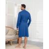 image:imageEkouaer Mens Robes Lightweight Knit Bathrobe Long Sleeve Kimono Robe V Neck Spa Knee Length Sleepwear with Pockets SXXLRoyal Blue