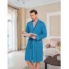image:imageEkouaer Mens Robes Lightweight Knit Bathrobe Long Sleeve Kimono Robe V Neck Spa Knee Length Sleepwear with Pockets SXXLTurquoise