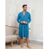 image:imageEkouaer Mens Robes Lightweight Knit Bathrobe Long Sleeve Kimono Robe V Neck Spa Knee Length Sleepwear with Pockets SXXLTurquoise