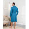 image:imageEkouaer Mens Robes Lightweight Knit Bathrobe Long Sleeve Kimono Robe V Neck Spa Knee Length Sleepwear with Pockets SXXLTurquoise