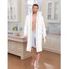 image:imageEkouaer Mens Robes Lightweight Knit Bathrobe Long Sleeve Kimono Robe V Neck Spa Knee Length Sleepwear with Pockets SXXLWhite