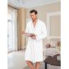 image:imageEkouaer Mens Robes Lightweight Knit Bathrobe Long Sleeve Kimono Robe V Neck Spa Knee Length Sleepwear with Pockets SXXLWhite