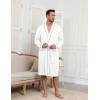 image:imageEkouaer Mens Robes Lightweight Knit Bathrobe Long Sleeve Kimono Robe V Neck Spa Knee Length Sleepwear with Pockets SXXLWhite