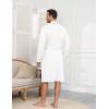 image:imageEkouaer Mens Robes Lightweight Knit Bathrobe Long Sleeve Kimono Robe V Neck Spa Knee Length Sleepwear with Pockets SXXLWhite