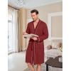 image:imageEkouaer Mens Robes Lightweight Knit Bathrobe Long Sleeve Kimono Robe V Neck Spa Knee Length Sleepwear with Pockets SXXLWine Red