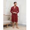 image:imageEkouaer Mens Robes Lightweight Knit Bathrobe Long Sleeve Kimono Robe V Neck Spa Knee Length Sleepwear with Pockets SXXLWine Red