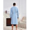 image:imageEkouaer Mens Robes Lightweight Waffle Knit Kimono Bathrobe Long Sleeve Sleepwear Soft Knee Length Robe with Pockets S3XLClear Blue