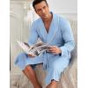 image:imageEkouaer Mens Robes Lightweight Waffle Knit Kimono Bathrobe Long Sleeve Sleepwear Soft Knee Length Robe with Pockets S3XLClear Blue