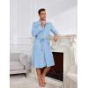 image:imageEkouaer Mens Robes Lightweight Waffle Knit Kimono Bathrobe Long Sleeve Sleepwear Soft Knee Length Robe with Pockets S3XLClear Blue