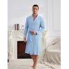 image:imageEkouaer Mens Robes Lightweight Waffle Knit Kimono Bathrobe Long Sleeve Sleepwear Soft Knee Length Robe with Pockets S3XLClear Blue