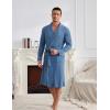 image:imageEkouaer Mens Robes Lightweight Waffle Knit Kimono Bathrobe Long Sleeve Sleepwear Soft Knee Length Robe with Pockets S3XLNavy