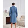 image:imageEkouaer Mens Robes Lightweight Waffle Knit Kimono Bathrobe Long Sleeve Sleepwear Soft Knee Length Robe with Pockets S3XLNavy