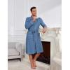 image:imageEkouaer Mens Robes Lightweight Waffle Knit Kimono Bathrobe Long Sleeve Sleepwear Soft Knee Length Robe with Pockets S3XLNavy
