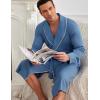image:imageEkouaer Mens Robes Lightweight Waffle Knit Kimono Bathrobe Long Sleeve Sleepwear Soft Knee Length Robe with Pockets S3XLNavy