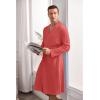 image:imageEkouaer Mens Robes Lightweight Waffle Knit Kimono Bathrobe Long Sleeve Sleepwear Soft Knee Length Robe with Pockets S3XLRed  V Neck