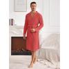 image:imageEkouaer Mens Robes Lightweight Waffle Knit Kimono Bathrobe Long Sleeve Sleepwear Soft Knee Length Robe with Pockets S3XLRed  V Neck