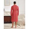 image:imageEkouaer Mens Robes Lightweight Waffle Knit Kimono Bathrobe Long Sleeve Sleepwear Soft Knee Length Robe with Pockets S3XLRed  V Neck