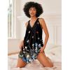 image:imageEkouaer Nightgown for Women Sleeveless Sleepwear Lightweight Racerback Sleep Shirt Pleated V Neck Night Dress Short ChemiseBlack Gold Butterfly  Leaf