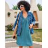image:imageEkouaer Nightgown for Women Sleeveless Sleepwear Lightweight Racerback Sleep Shirt Pleated V Neck Night Dress Short ChemiseLake Blue