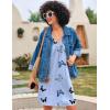 image:imageEkouaer Nightgown for Women Sleeveless Sleepwear Lightweight Racerback Sleep Shirt Pleated V Neck Night Dress Short ChemiseLight Blue Butterfly