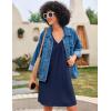 image:imageEkouaer Nightgown for Women Sleeveless Sleepwear Lightweight Racerback Sleep Shirt Pleated V Neck Night Dress Short ChemiseNavy Blue