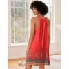 image:imageEkouaer Nightgown for Women Sleeveless Sleepwear Lightweight Racerback Sleep Shirt Pleated V Neck Night Dress Short ChemiseRed Boho Print