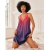 image:imageEkouaer Nightgown for Women Sleeveless Sleepwear Lightweight Racerback Sleep Shirt Pleated V Neck Night Dress Short ChemiseTie Dye Red  Purple
