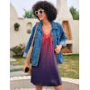image:imageEkouaer Nightgown for Women Sleeveless Sleepwear Lightweight Racerback Sleep Shirt Pleated V Neck Night Dress Short ChemiseTie Dye Red  Purple