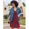 image:imageEkouaer Nightgown for Women Sleeveless Sleepwear Lightweight Racerback Sleep Shirt Pleated V Neck Night Dress Short ChemiseWine Red