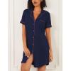 image:imageEkouaer Nightgowns for Women 2 Pack Button Down Sleepwear Short Sleeve Sleepshirts Soft Nightshirts Boyfriend Pajama DressAblackNavy Blue
