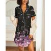 image:imageEkouaer Nightgowns for Women 2 Pack Button Down Sleepwear Short Sleeve Sleepshirts Soft Nightshirts Boyfriend Pajama DressBlackBlack Cherry Blossoms