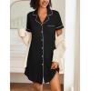 image:imageEkouaer Nightgowns for Women 2 Pack Button Down Sleepwear Short Sleeve Sleepshirts Soft Nightshirts Boyfriend Pajama DressBlackBlue
