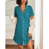 image:imageEkouaer Nightgowns for Women 2 Pack Button Down Sleepwear Short Sleeve Sleepshirts Soft Nightshirts Boyfriend Pajama DressBlackBlue Green