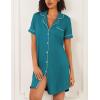 image:imageEkouaer Nightgowns for Women 2 Pack Button Down Sleepwear Short Sleeve Sleepshirts Soft Nightshirts Boyfriend Pajama DressBlackBlue Green