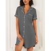 image:imageEkouaer Nightgowns for Women 2 Pack Button Down Sleepwear Short Sleeve Sleepshirts Soft Nightshirts Boyfriend Pajama DressBlackGrey