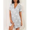 image:imageEkouaer Nightgowns for Women 2 Pack Button Down Sleepwear Short Sleeve Sleepshirts Soft Nightshirts Boyfriend Pajama DressBlackGrey Stars