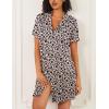 image:imageEkouaer Nightgowns for Women 2 Pack Button Down Sleepwear Short Sleeve Sleepshirts Soft Nightshirts Boyfriend Pajama DressBlackLeopard