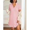 image:imageEkouaer Nightgowns for Women 2 Pack Button Down Sleepwear Short Sleeve Sleepshirts Soft Nightshirts Boyfriend Pajama DressBlackPink