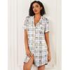 image:imageEkouaer Nightgowns for Women 2 Pack Button Down Sleepwear Short Sleeve Sleepshirts Soft Nightshirts Boyfriend Pajama DressBlackPlaid Teddy
