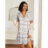 image:imageEkouaer Nightgowns for Women 2 Pack Button Down Sleepwear Short Sleeve Sleepshirts Soft Nightshirts Boyfriend Pajama DressBlackPlaid Teddy