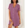 image:imageEkouaer Nightgowns for Women 2 Pack Button Down Sleepwear Short Sleeve Sleepshirts Soft Nightshirts Boyfriend Pajama DressBlackPurple Red