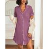 image:imageEkouaer Nightgowns for Women 2 Pack Button Down Sleepwear Short Sleeve Sleepshirts Soft Nightshirts Boyfriend Pajama DressBlackPurple Red