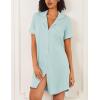 image:imageEkouaer Nightgowns for Women 2 Pack Button Down Sleepwear Short Sleeve Sleepshirts Soft Nightshirts Boyfriend Pajama DressBlackSky Blue