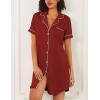 image:imageEkouaer Nightgowns for Women 2 Pack Button Down Sleepwear Short Sleeve Sleepshirts Soft Nightshirts Boyfriend Pajama DressBlackWine Red