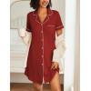 image:imageEkouaer Nightgowns for Women 2 Pack Button Down Sleepwear Short Sleeve Sleepshirts Soft Nightshirts Boyfriend Pajama DressBlackWine Red